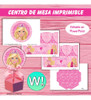 Kit Imprimible Centro De Mesa Hexagonal Barbie Editable 1