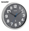 ~? Reloj De Pared Analógico Atómico Sharp - Cara Gris De 12 1