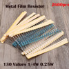 2600pcs 130 Valor Cada 1% 1/4w Metal Film Resistor Surtido K 0