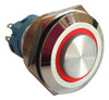 Pulsador De Metal Led Rojo 22mm Con Retencion Cara Alta 0