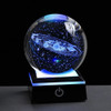 Esfera De Cristal Galaxia 3d Con Base Led Sistema Solar - N 0