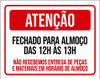 Placa Atenção Fechado Para Almoço Das 12 As 13 18x23 0