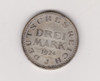 Moneda Alemania 3 Marcos 1924 J Plata Excelente 0