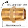 2 Niple Latão Rosca 1/4 Macho E Luva Latão Rosca Fêmea 1/4 7