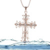 Moda Mujer Cross Oro Rosa Collar Suéter Cadena Collar Largo 4