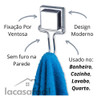 Kit Banheiro Lavabo Conjunto Ventosa Cromado Gancho 1