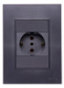 Plaqueta Tomacorriente  Bauhaus Schuko Y 2mod Ciegos Gris 0