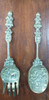 Par De Utensilios Holandeses En Bronce Puro Cuchara  Tenedor 0