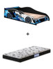 Kit Cama Carro Azul Drift Infantil + Colchão Infantil D20 2