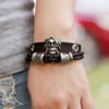 Moda Joyería Aleación Unisex Calavera Punk Pulsera Cuero Cor 0