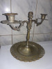 Antiguo Candelabro Con Base Trabajada Con Dos Brazos 0
