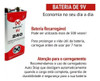 Bateria Recarregável 9v Volts Mox Original + 2 Pilha Aa 1.2v 4