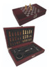 Juego Ajedrez Tablero Madera Serigrafiada 5 Accesorios Vino 3