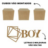 3 Cubos Boy Em Mdf Cru Decoração Chá Revelação Evento - Kit 3