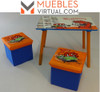 Mesa + 2 Puff Con Guarda Juguetes Hot Wheels Original 3