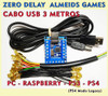 Placa Zero Delay + Cabo Usb 3mts + Chicote - Ps3 Pc Rasp 0