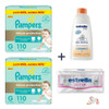 Pañales Pampers Deluxe G 110 Combo Mes + Kit Higiene Bebé 0