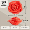 100 Rosas Flores Artificiales Polietileno Juvale - Rojo 3