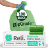Bolsas De Basura Biodegradables Reli., De 49l, Verdes, 100u 1