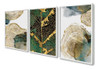Kit 3 Quadros Decorativos Modernos Abstrato Folhagem Dourada 0