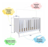 Berço Infantil Simples Com Rodas Regulagem Grade Mdf Branco 2