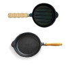 Set Provoleteras Fundición Mango Madera Lisa Y Rayada 0