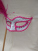 Antifaz Signora Maschera Con Bastoncillo Tallado Y Pluma 2