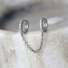 Brincos Handcuff Hoop Double Piercing Dangle Chain - Ouro 4