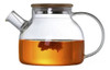 Tetera De Vidrio 1000ml Con Tapa Madera 0