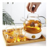 Tetera De Vidrio 1000ml Con Tapa Madera 1