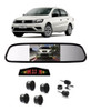 Kit Retrovisor + Câmera 2x1 + Sensor Ré Preto Voyage G5 0