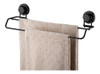 Kit Toalheiro Argola Porta Toalha Duplo Ventosa Preto Fosco 1