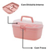 Caixa Maleta Multiuso Organizadora Maquiagem Grande - Rosa 2