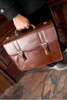 Double Compartment Laptop Case Leather Small Brown Flo 2