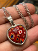 Luli Corazón Cristal Murano Milefiori Rojo Dije Cadena Acero 1