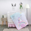 ~? La Premura Mini Crib Bedding Set Girl, Rainbow Unicorn Ba 0