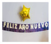 Banderin Guirnalda Feliz Año Negro Dorado Con Flecos 2.3mts 2