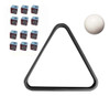 Kit Triangulo + Bola Branca 54mm +12 Giz Azul Bilhar Sinuca 0