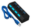 Hub Usb 3.0 4 Portas Chave On Led 5 Gbps Rápido Cabo Micro B 0