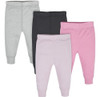 Gerber Baby Girls' Pack De 4 Pantalones, Rosa/negro/gris, 0- 0