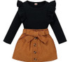 Conjunto Infantil De Menina Saia De Veludo E Blusa De Manga 0