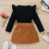 Conjunto Infantil De Menina Saia De Veludo E Blusa De Manga 2