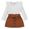 Conjunto Infantil De Menina Saia De Veludo E Blusa De Manga 7
