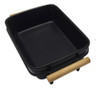 Fuente Cerámica Rectangular C/soporte En Metal Y Madera 28cm 2