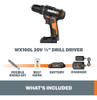 Worx 20v 3/8  Taladro/driver Power Share - Wx100l (batería Y 2