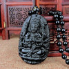 Natural Obsidiana Negro Guanyin Buda Lucky Lucky Colgantes P 2 Natural Obsidiana Negro Guanyin Buda Lucky Lucky Colgantes P 2