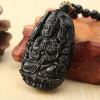 Natural Obsidiana Negro Guanyin Buda Lucky Lucky Colgantes P 3 Natural Obsidiana Negro Guanyin Buda Lucky Lucky Colgantes P 3