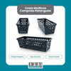 Kit 10 Cestos Multiuso Comprido Retangular Preto 28x11x8 Cm 2