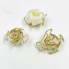 Aplique Patch Tecido Flor Branco Com Dourado 25mm 10pç 5g 1