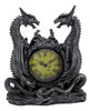 Twin Evil Dragons Antiqued Mantel Clock Mesa De Escritorio 0